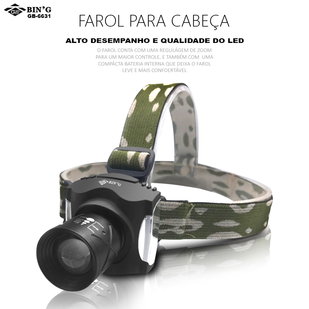 Farol para cabeça-Bateria Interna GB-6631